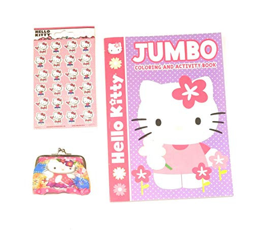 Greenbriar Hello Kitty Fun Play Set Includes- Hello Kitty Jumbo Coloring  and  Activity Book- Hello Kitty Coin Purse- and 96 Hello Kitty Stickers