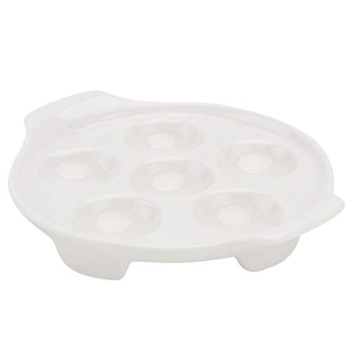 Cabilock 2Pcs White Ceramic Escargot Plates Porcelain Footed Escargot Plate 6 Compartment Holes Dish