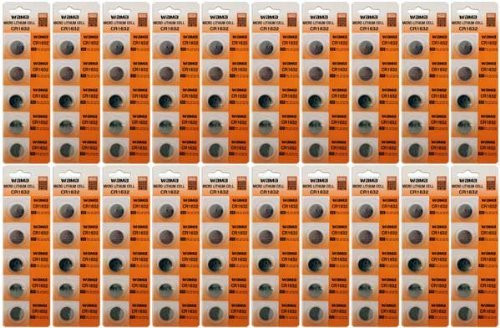 Powertron 100 X CR1632 3 Volt Lithium Coin Battery Button Cells -20 X Packs of 5-