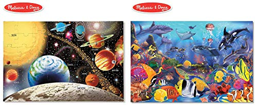 Melissa  and  Doug Underwater Floor Puzzle -Extra-Thick Cardboard Construction- Beautiful Original Artwork- 48 Pieces- 2? x 3- Solar System Floor Puzzle
