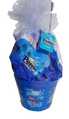 Blue- Peeps Gift Basket Bundle- Includes 9inch Plush Peeps  and  Peeps Marshmallow Chicks -5 count pack-