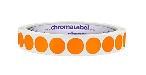 ChromaLabel 1/2 Inch Round Permanent Color-Code Dot Stickers- 1000 Labels per Roll- Fluorescent Orange