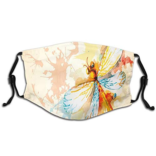 Comfortable Windproof mask-Watercolor Moth With Branch Print Wings On Abstract Backdrop-Printed Facial decorations for Kids and Teens
