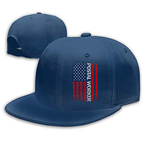 Us Postal Worker Flag Solid Flat Bill Snapback Hip Hop Hat Baseball Cap for Men  and  Women Navy