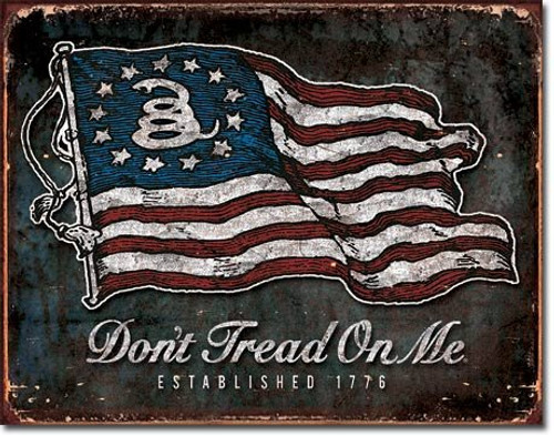 The Finest Website Inc. Don't Tread On Me American Flag 16" x 12.5" (D1873) Antique Vintage Look Tin Sign The Finest Website Inc. Don't Tread On Me American Flag 16" x 12.5" (D1873) Antique Vintage Look Tin Sign