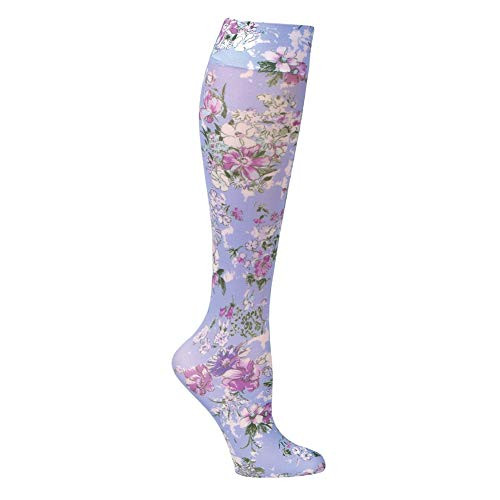 Celeste Stein Women's Mild Compression Knee High Stockings - Periwinkle Bouquet