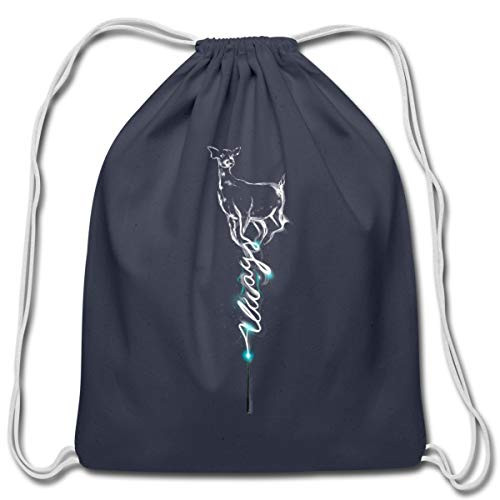 Harry Potter Doe Patronus Cotton Drawstring Bag- navy