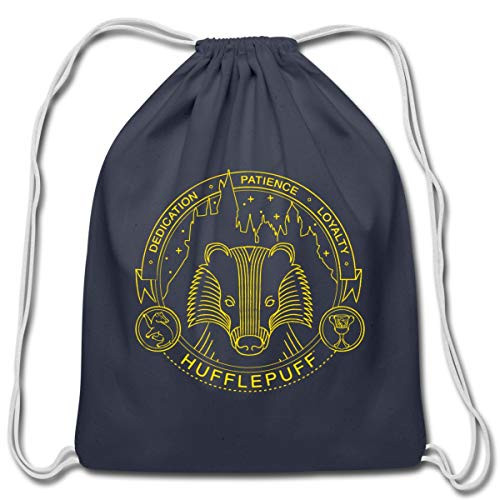 Harry Potter Hufflepuff Badger Cotton Drawstring Bag- navy