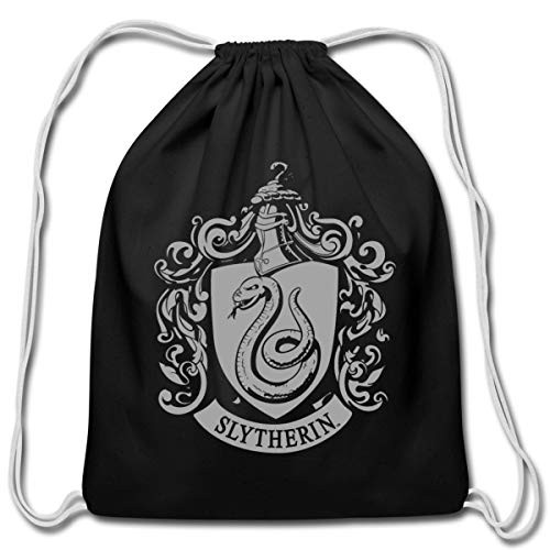 Harry Potter Slytherin Coat of Arms Cotton Drawstring Bag- black