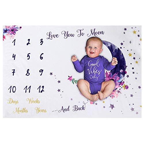 Newborn Baby Monthly Milestone Blanket Growth Chart Blanket Photo Blanket Infant Photography Props Shower Gift for Newborn Baby