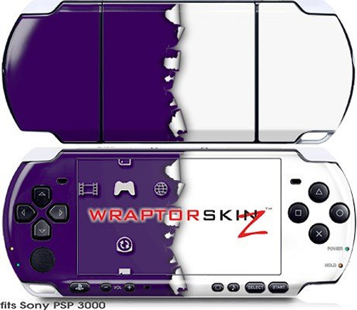 Sony PSP 3000 Decal Style Skin - Ripped Colors Purple White