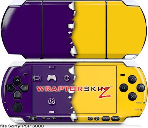 Sony PSP 3000 Decal Style Skin - Ripped Colors Purple Yellow