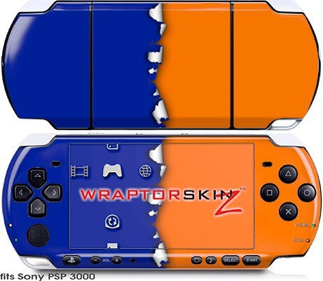 Sony PSP 3000 Decal Style Skin - Ripped Colors Blue Orange