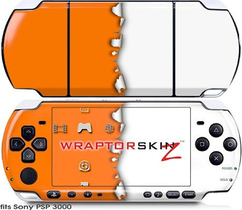 Sony PSP 3000 Decal Style Skin - Ripped Colors Orange White