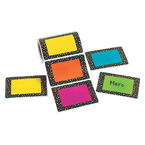 Fun Express Confetti Classroom Name Tags/Labels - 100 Pieces - Educational and Learning Activities for Kids