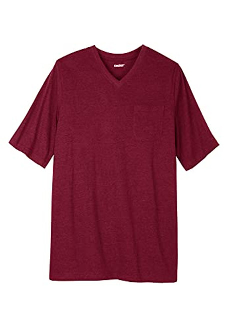 KingSize Men's Big  and  Tall Shrink-Less Lightweight Longer-Length V-Neck T-Shirt - Big - 4XL- Rich Burgundy Red