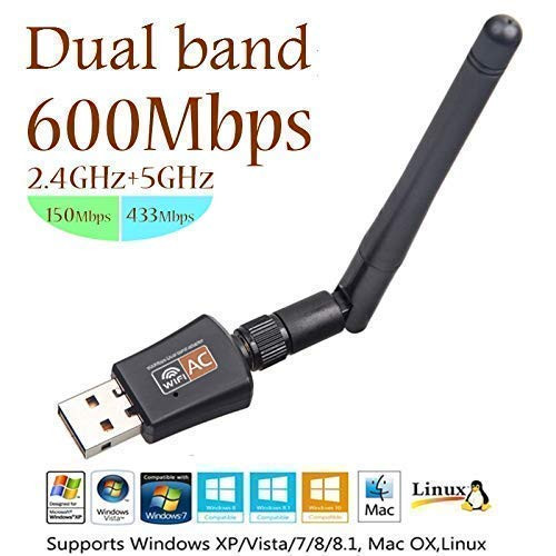LYWON USB WiFi Adapter for PC, Dual Band 5GHz/2.4GHz 600Mbps Wireless Network USB Wi-Fi Antennas, Support Windows Mac & Linux LYWON USB WiFi Adapter for PC, Dual Band 5GHz/2.4GHz 600Mbps Wireless Network USB Wi-Fi Antennas, Support Windows Mac & Linux