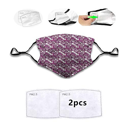 Made in USA Fashion Face mask-Nature Inspired Ornament in Pink and Purple Shades Floral-Dustproof Windproof Face Mask-Reusable-Washable Cloth-Face Cover-Cover for Unisex-M-