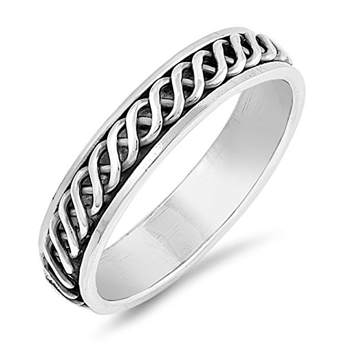 Oxidized Criss Cross Knot Spinning Ring New .925 Sterling Silver Band Size 9