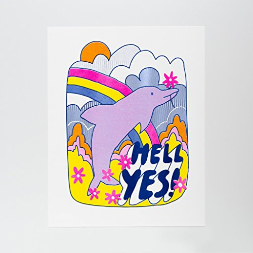 Yellow Owl Hell Yes! - Risograph Print