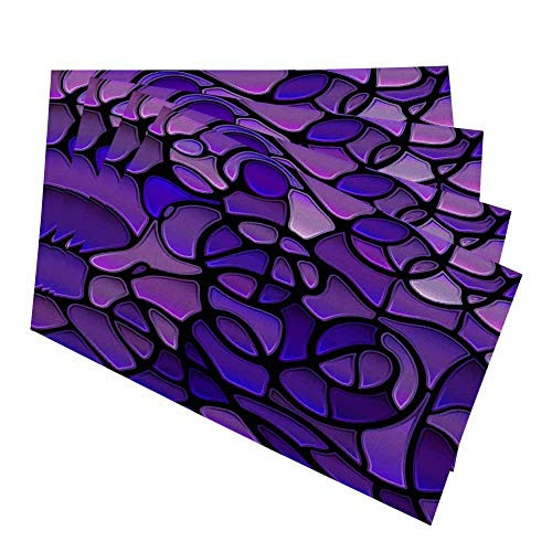 oFloral Glass Mosaic Placemats for Kitchen Dining Table Set of 4 Purple Abstract Stained Linen Place Mats