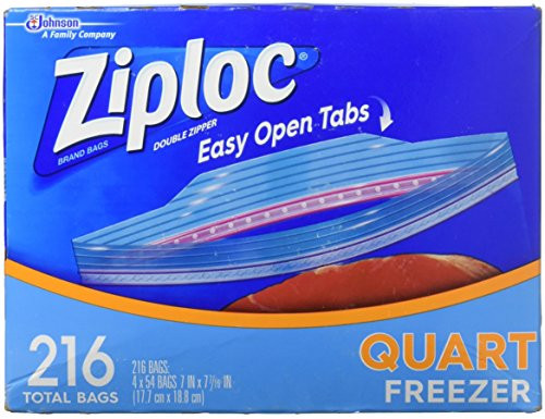 Ziploc Double Zipper Heavy Duty Quart Freezer Bags -216 CT-