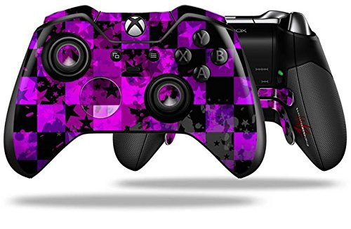 Purple Star Checkerboard - Decal Style Skin fits Microsoft XBOX One ELITE Wireless Controller