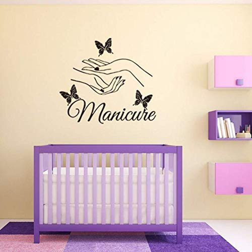 MAODU 37X57Cm Beauty Nail Salon Art Manicure Butterfly Hands Nail Shop Wall Window Art Decoration Fashion Wall Sticker