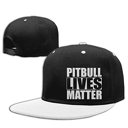 Mens/Womens Hip-hop Hats Pitbull Lives Matter Adjustable Snapback Hat White