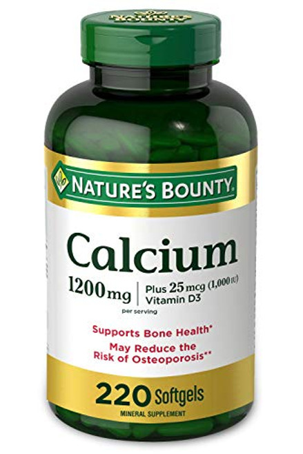 Calcium  and  Vitamin D by Nature's Bounty- Immune Support  and  Bone Health- 1200mg Calcium  and  1000iu D3- 220 Softgels