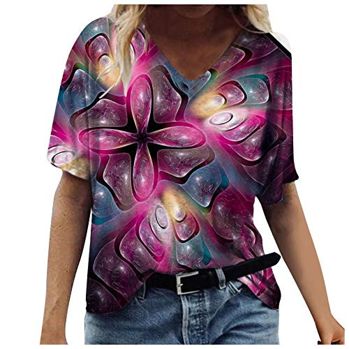 Womens Short Sleeve Summer Tops Casual Tie Dye V-Neck Tshirts Fashion 3D Floral Print Plus Size Tunic Purple Womens Short Sleeve Summer Tops Casual Tie Dye V-Neck Tshirts Fashion 3D Floral Print Plus Size Tunic Purple