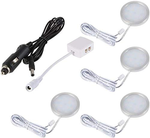4PC Under Cabinet LED Lighting kit-LED Cabinet Light- Installation Kit with Remote Control for Bookcase Wall Cabinet for Kitchen Cabinet-Counter-Shelf-TV Back-Showcase Warm White.