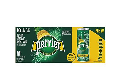 Perrier Pineapple Flavored Carbonated Mineral Water- 8.45 fl oz. Slim Cans -10 Count-- 6.76 Fl Oz -Pack of 10-