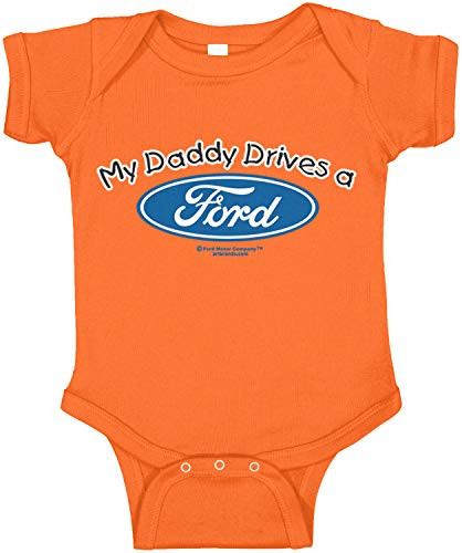 Amdesco My Daddy Drives a Ford Officially Licensed Infant Bodysuit- Orange Newborn