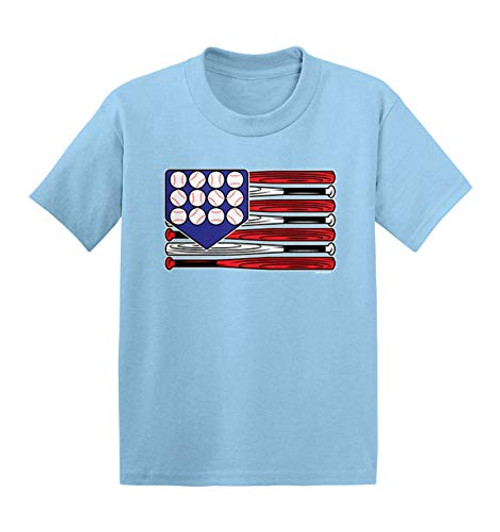 Haase Unlimited Baseball American Flag - USA Infant/Toddler Cotton Jersey T-Shirt -Light Blue- 5T- Haase Unlimited Baseball American Flag - USA Infant/Toddler Cotton Jersey T-Shirt -Light Blue- 5T-
