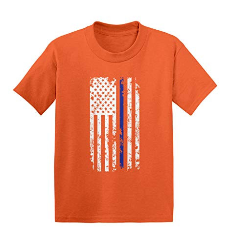 Haase Unlimited Blue Line American Flag - Support Police Infant/Toddler Cotton Jersey T-Shirt -Orange- 12 Months-