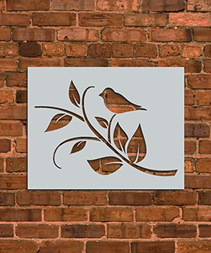 Bird on Branch Stencil Template - Reusable Stencil - INNOVO Stencils