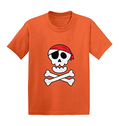 Haase Unlimited Pirate Skull  and  Crossbones - Buccaneer Infant/Toddler Cotton Jersey T-Shirt -Orange- 12 Months-