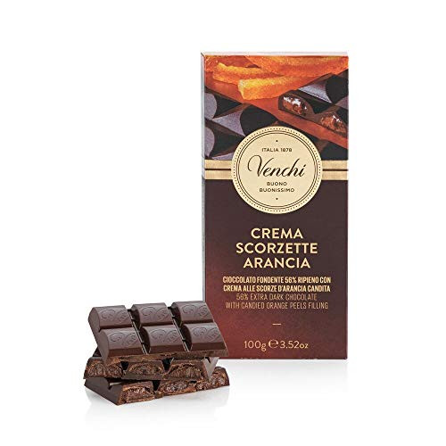 Venchi 56 percent Dark Chocolate Bar with Candied Orange Peel Filling 3.52oz Venchi 56 percent Dark Chocolate Bar with Candied Orange Peel Filling 3.52oz