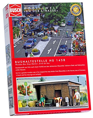 Busch 1458 Wooden Bus Stop Shelter HO Structure Scale Model Structure