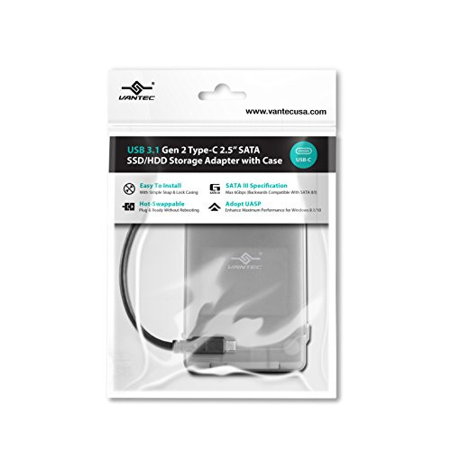Vantec USB 3.1 Gen 2 Type-C 2.5" SATA SSD/HDD Storage Adapter (CB-STC31-2PB) Vantec USB 3.1 Gen 2 Type-C 2.5" SATA SSD/HDD Storage Adapter (CB-STC31-2PB)