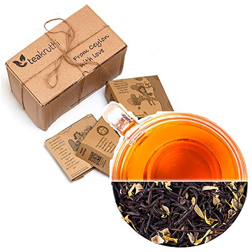 teakruthi - 100 percent All Natural Pure Ceylon Tea - Digestive Chai Tea - Spicy Cardamon Flavoured Black Tea Infusion - Orange Pekoe OP1 - Loose Leaf Tea - Brew Hot Tea or Kombucha Tea
