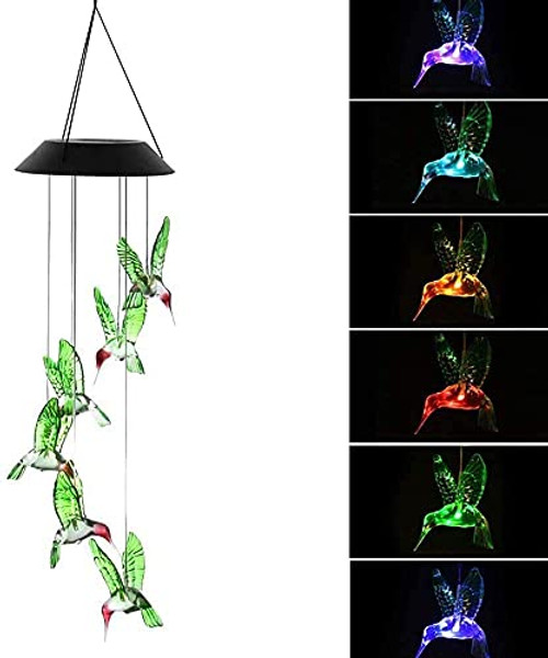 REIGEE Solar Wind Chime-Solar Wind Chime for Outside- Hummingbird Solar Mobile Wind Chime with Color-Changing LED Light- Outdoor Indoor Decoration for Home Garden Yard REIGEE Solar Wind Chime-Solar Wind Chime for Outside- Hummingbird Solar Mobile Wind Chime with Color-Changing LED Light- Outdoor Indoor Decoration for Home Garden Yard