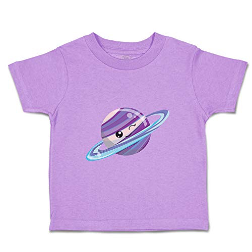 Custom Baby  and  Toddler T-Shirt Saturn Purple Face Cotton Boy  and  Girl Clothes Funny Graphic Tee Lavender Design Only 2T