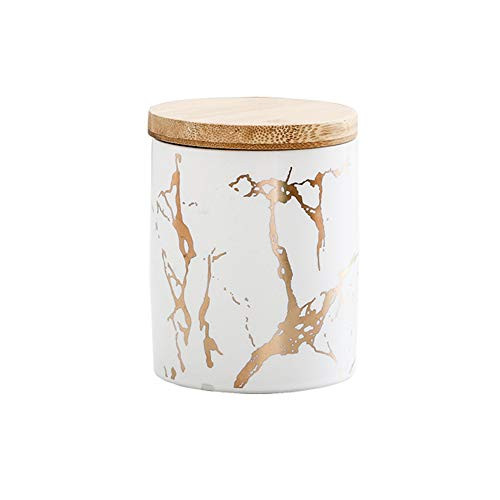 Gaolinci Food Storage Jar- Ceramic Food Storage Jar with Airtight Seal Bamboo Lid - Modern Design Marble Pattern Ceramic Food Storage Canister for Tea- Coffee- Spice and More