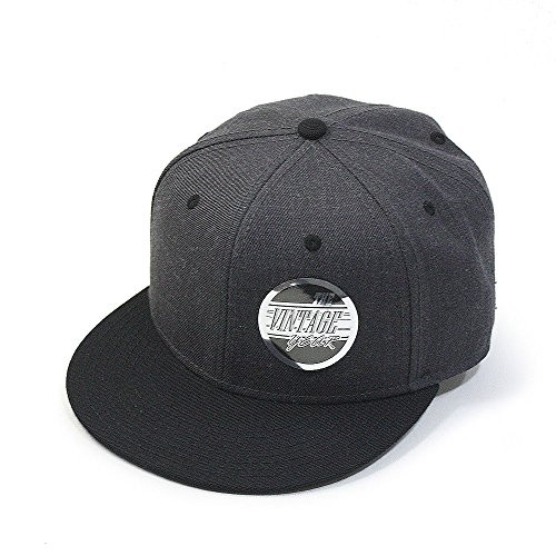 Premium Heather Wool Blend Flat Bill Adjustable Snapback Hats Baseball Caps -Black/Heather Black-