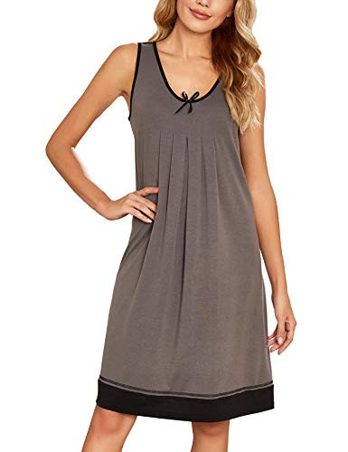 Cloth  and  Trim Sleepwear- Women's Nightgown Sleeveless V Neck Sexy Loungewear Sleepshirt Grey M