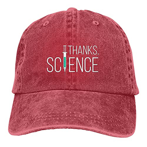 Thanks Science Vaccine Classic Hat Baseball Cap Men Women Washable Adjustable Plain Cap Red