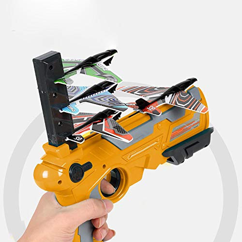 SAINGACE Catapult Plane Toy for Kids- Bubble Catapult Plane Toy Airplane- Shooting Game Toy for Kids- One-Click Ejection Model Foam Airplane with 4 Pcs Glider Airplane Launcher -Orange Set-