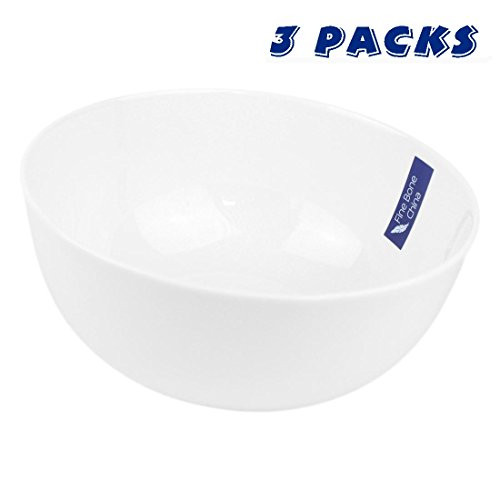 7" Fine Bone China Bowl Sets Porcelain Cereal/Soup/Rice/salad Bowl - 3 Packs,White (7, White)